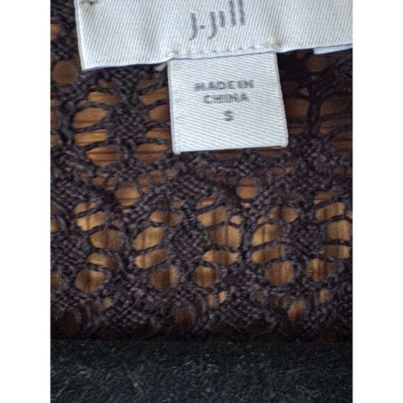 J. Jill Open front crochet weeve black cotton blend S cardigan gothic - Picture 8 of 10